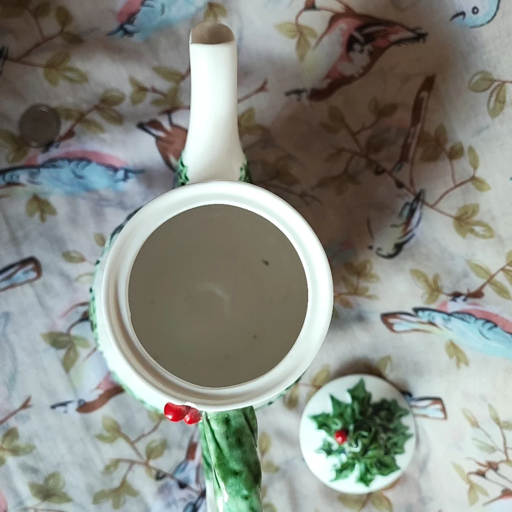 Teapot Christmas Rose By Lefton Vintage Coffee Pot Server Carafe Holiday FLAWS - Picture 14 of 14